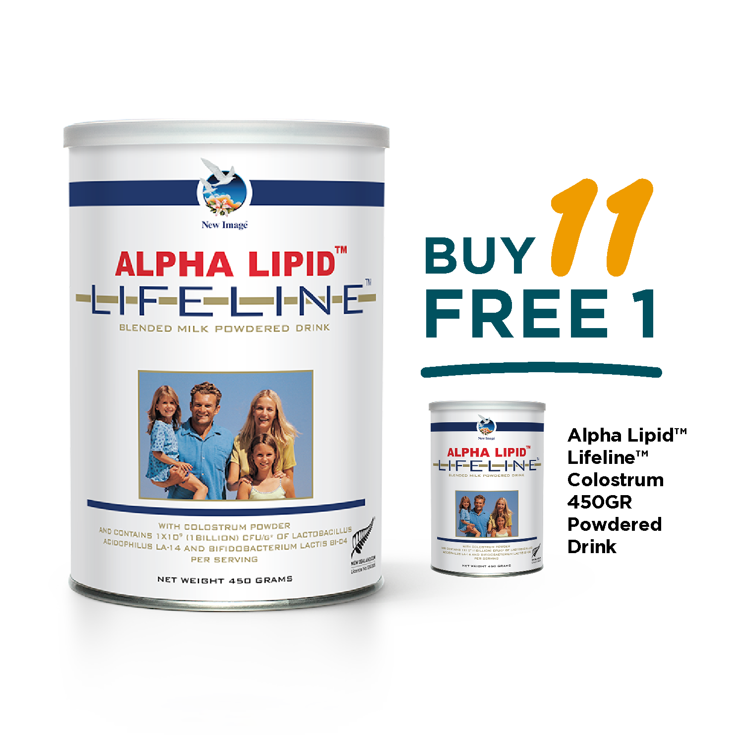11 + 1 FREE Alpha Lipid™ Lifeline™ Colostrum 450g